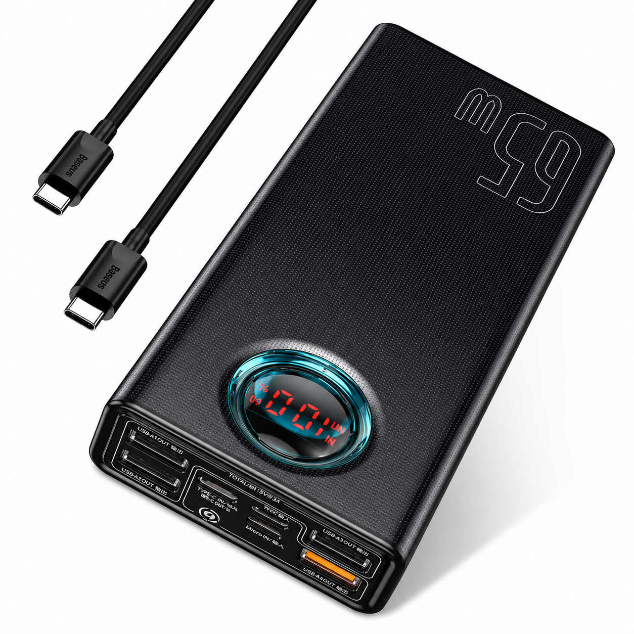 Baseus 30000mAh 65W USB-C Power Bank Portable Charger with LED Display
