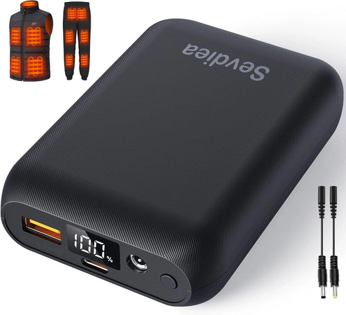 16000mAh 7.4V heated vest battery pack in black with LED display