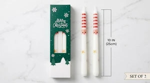 Christmas snowman taper candles set of 2 in festive gift box